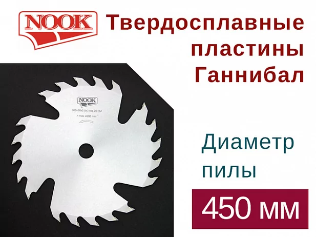 Пилы дисковые NOOK (D=450) с твердосплавными пластинами Ганнибал